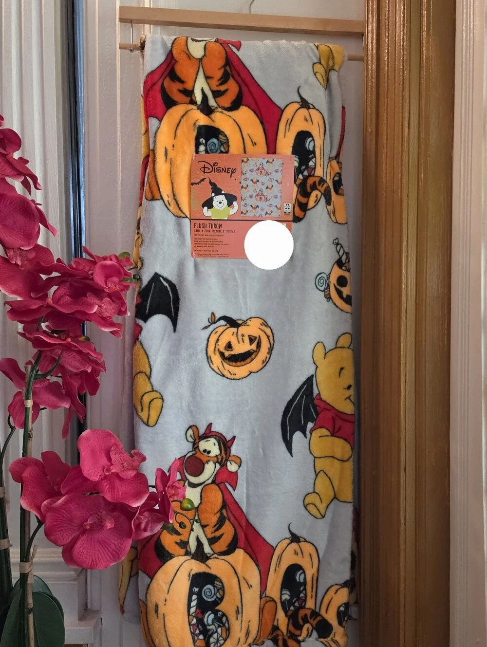 Disney Winnie The Pooh Halloween Plush Throw Blanket Bat Wings Pumpkin